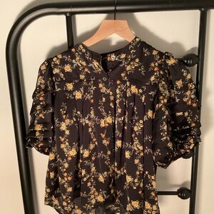 Olivaceous Black Floral Blouse